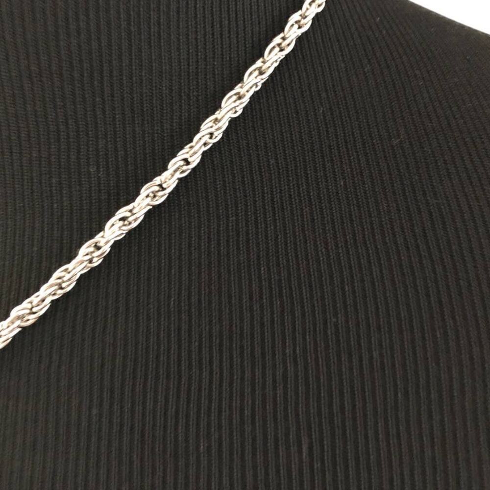 Cato Statement Necklace Leaf Pendant Rope Color Cubic Stones Silver Color - Picture 3 of 4
